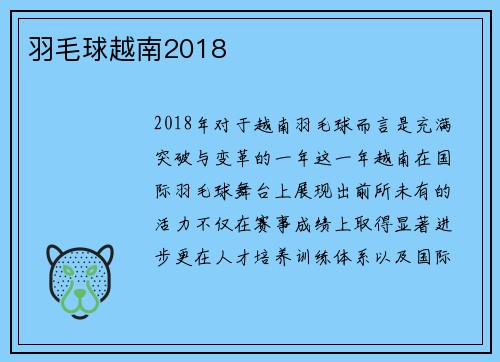 羽毛球越南2018